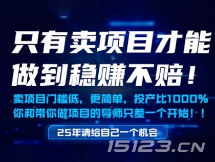 只有卖项目才能做到稳挣不赔,门槛低,更简单,你也可以年入百个W【揭秘】