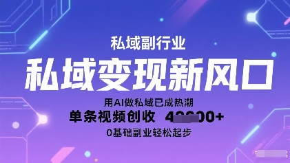 私域变现新风口：用AI做私域已成热潮，单条视频创收1k+，0基础副业轻松起步