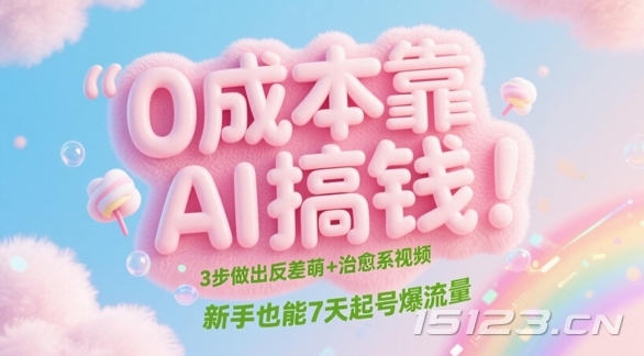 0成本靠AI搞钱!3步做出反差萌+治愈系视频,新手也能7天起号爆流量