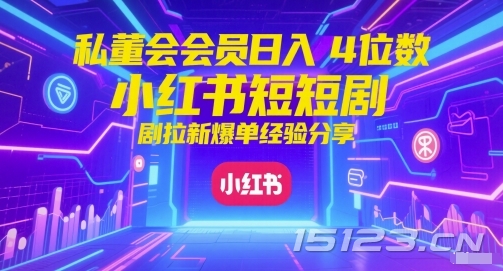 私董会会员日入4位数小红书红果短剧拉新爆单经验分享