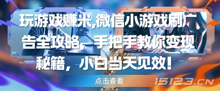 玩游戏挣米,微信小游戏刷广告全攻略,手把手教你变现秘籍,小白当天见效