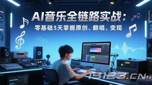 AI音乐全链路实战变现课:零基础3天掌握原创、翻唱、变现
