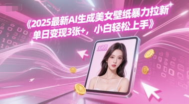 2025最新AI生成美女壁纸暴力拉新, 单日变现3张+，小白轻松上手