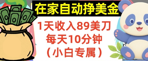 在家自动挣美金,1天收入89刀,每天10分钟,小白专属,长期的被动收入