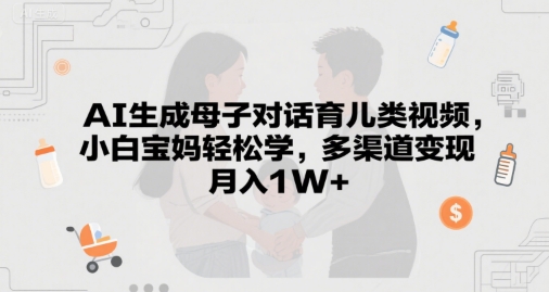 AI生成母子对话育儿类视频,小白宝妈轻松学,多渠道变现,月入1W+
