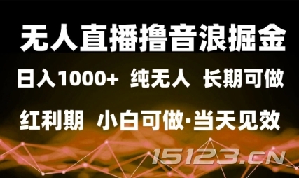 无人直播撸音浪掘金,日入1k+,纯无人红利期,小白可做,当天见效【揭秘】