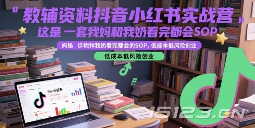 教辅资料抖音小红书实战营,这是一套我妈和我奶看完都会的SOP,低成本低风险创业
