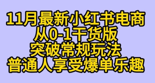 K总部落《11月小红书电商最新玩法从0-1突破平台流量》