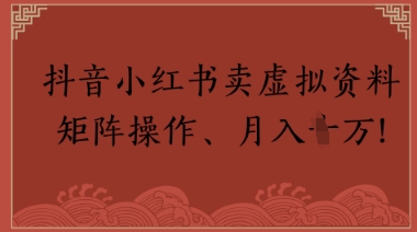 抖音小红书卖虚拟教辅、公务员资料,矩阵操作,月入1W+