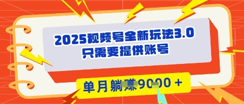 2025年视频号全新玩法3.0,操作爆款门槛低, 团队赋能,单月入9k