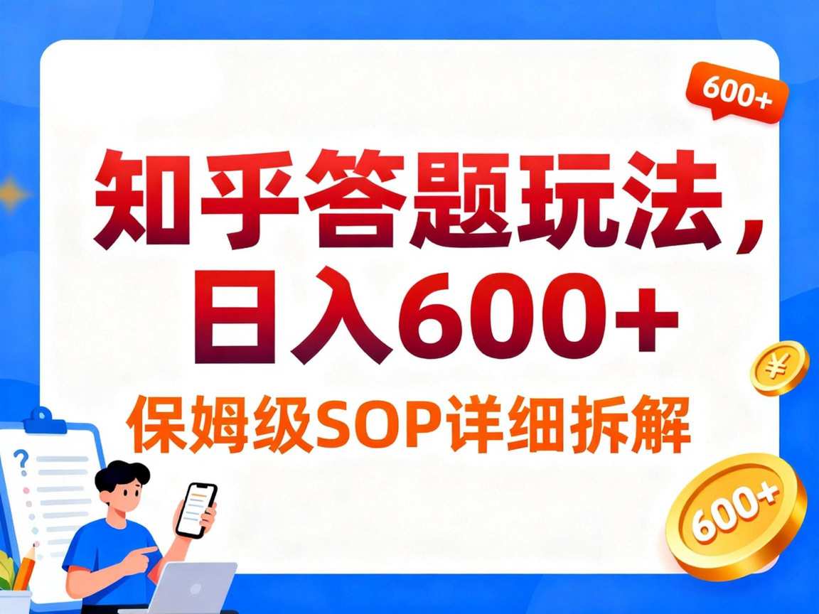 知乎答题玩法，日入6张，保姆级SOP详细拆解